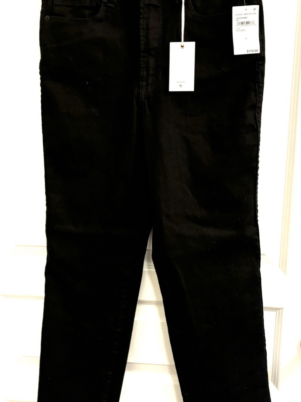 Good American Good Curve Straight Leg Jeans in Black Size 8 (29) NWT